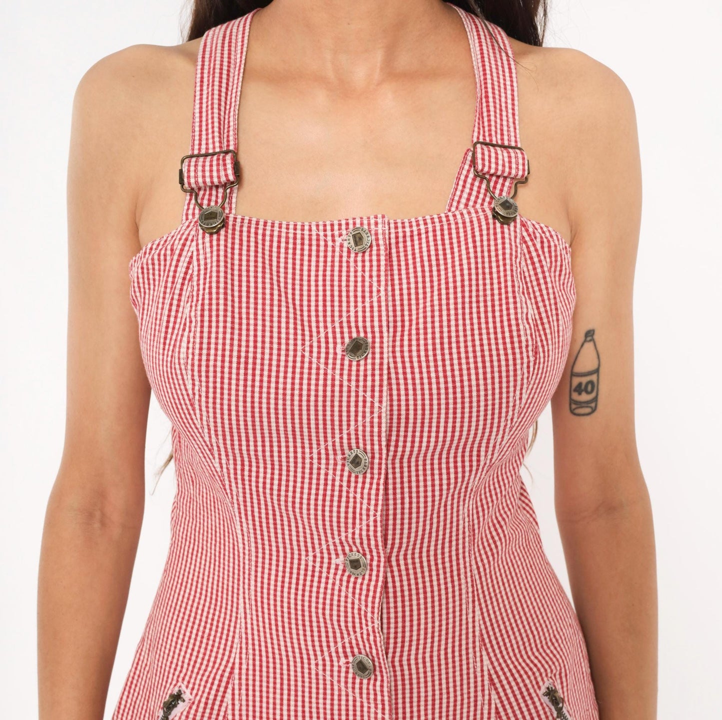 90s Timeless Tickets Red Gingham Mini Dress Cotton Racerback Small S
