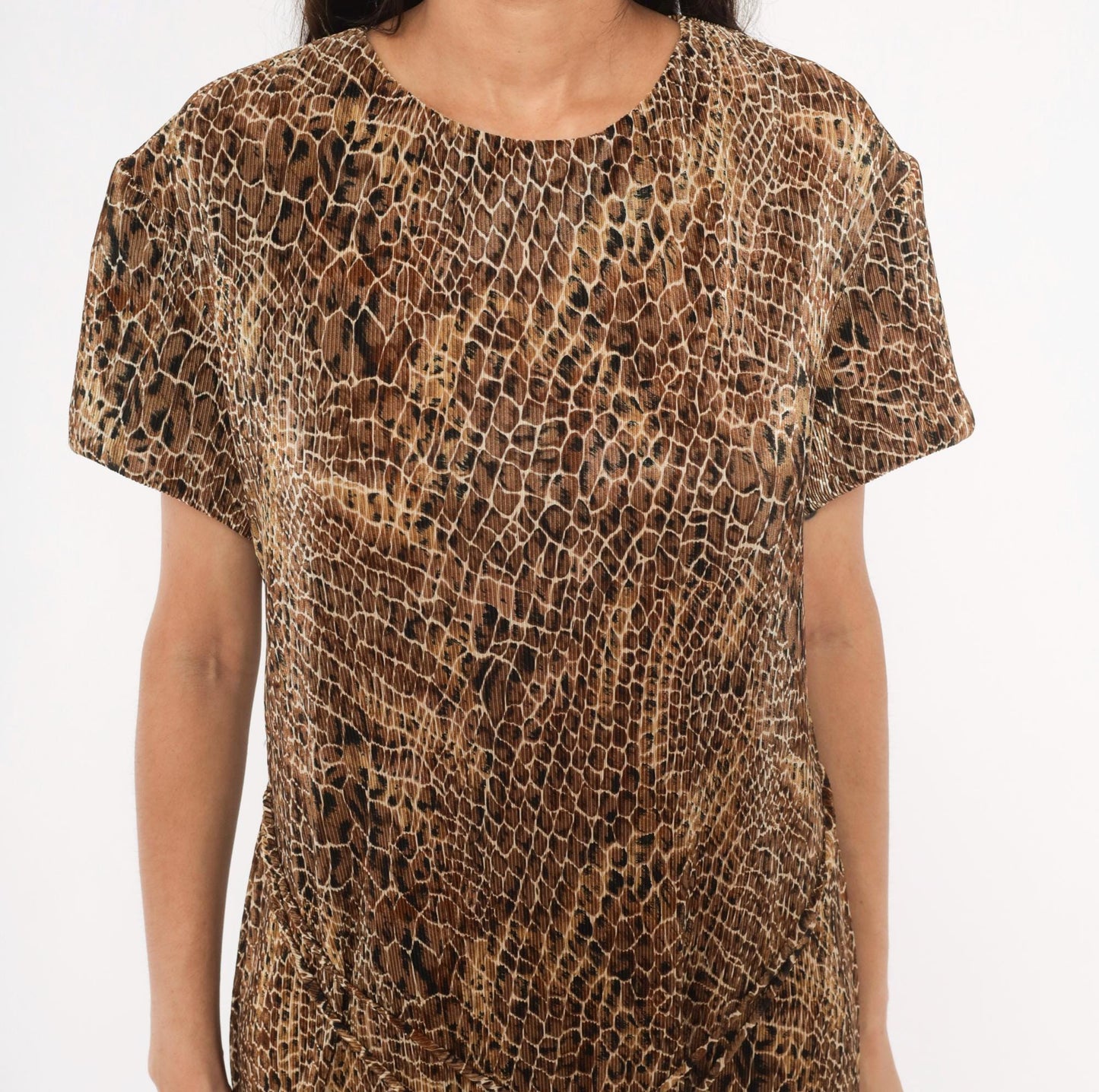 90s Scarlett Snakeskin Maxi Dress Brown Tan Black Animal Print Shift Extra Large