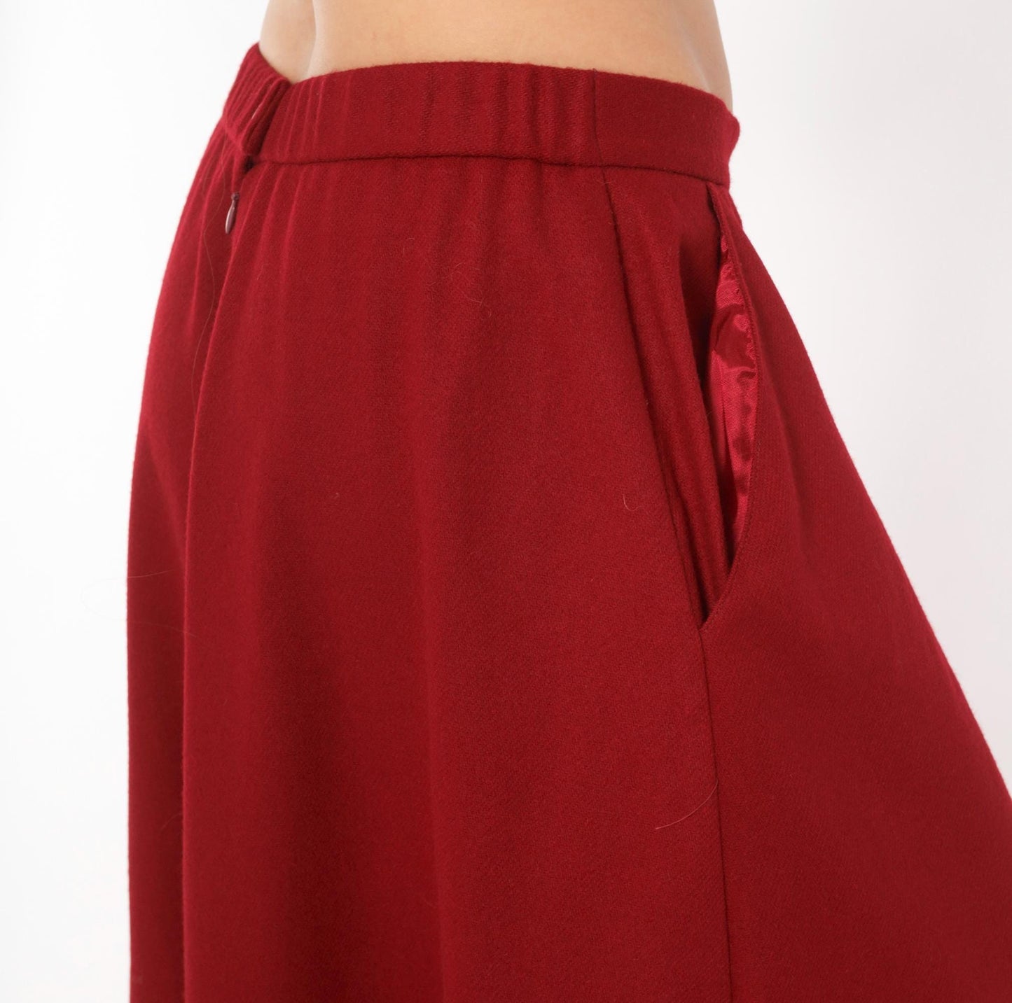 80s Koret Burgundy Wool Midi Skirt A-Line High Waist Large L