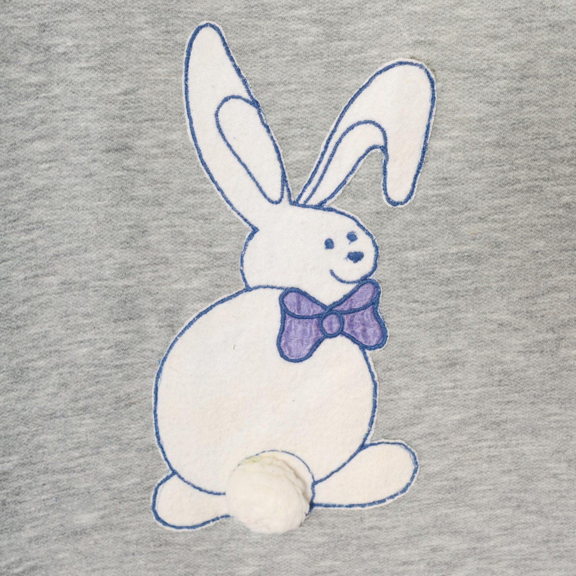 80s Kimberly Laine Bunny Applique Nightgown Grey Blue Colorblock Midi Large L