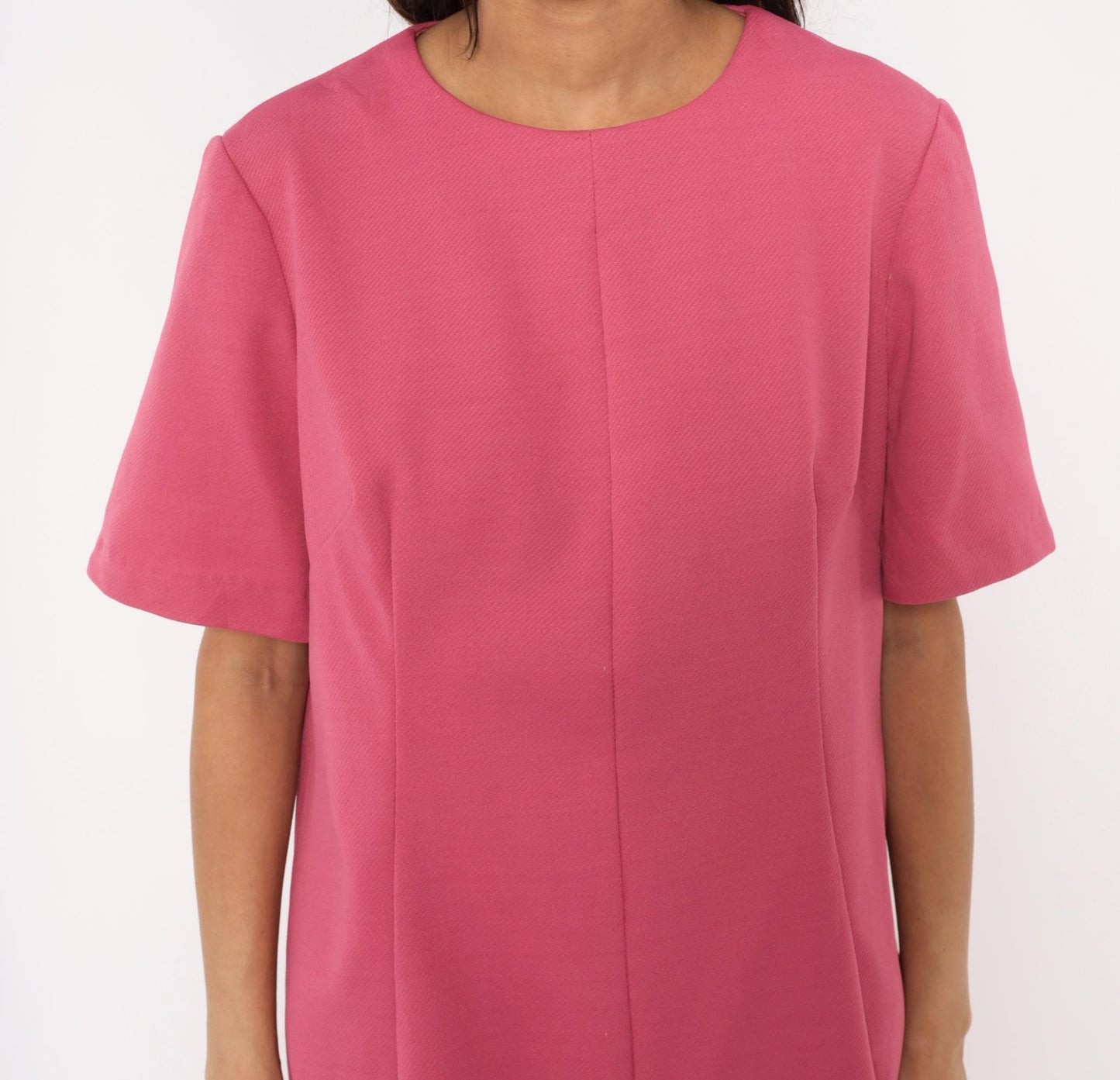 60s Pink Shift Dress A-Line Mini Scoop Neckline Short Sleeve Extra Large
