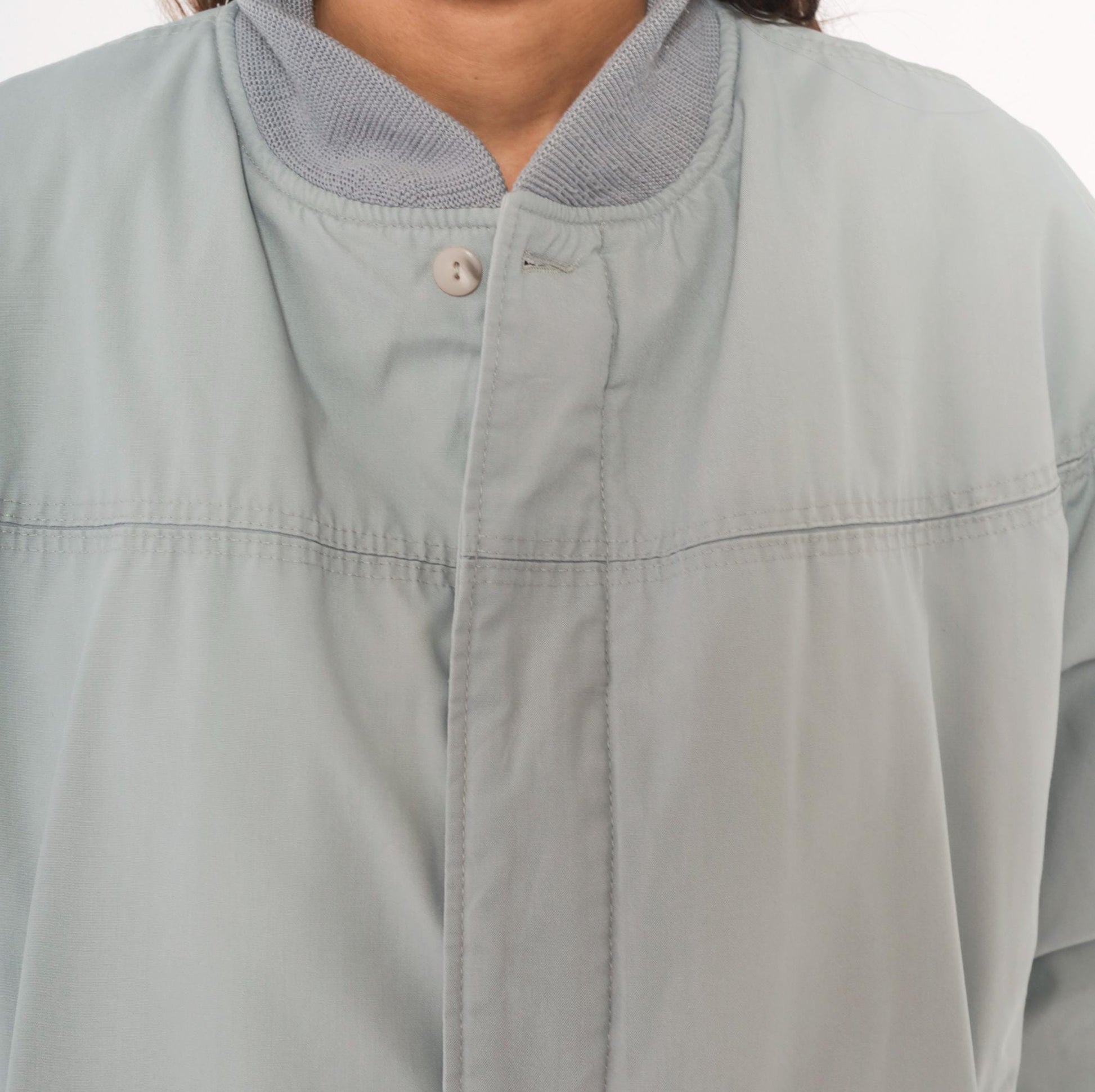 80s Catalina Varsity Bomber Jacket Grey Cotton Knit Collar Medium