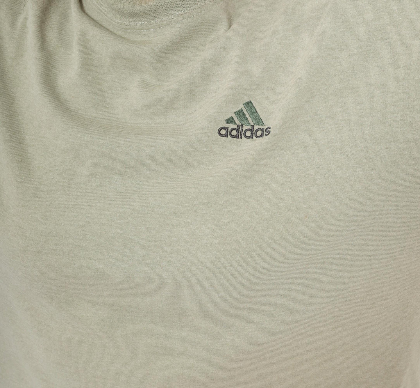 Y2K Adidas Three Stripe Tee Grey Embroidered Logo Cotton Medium