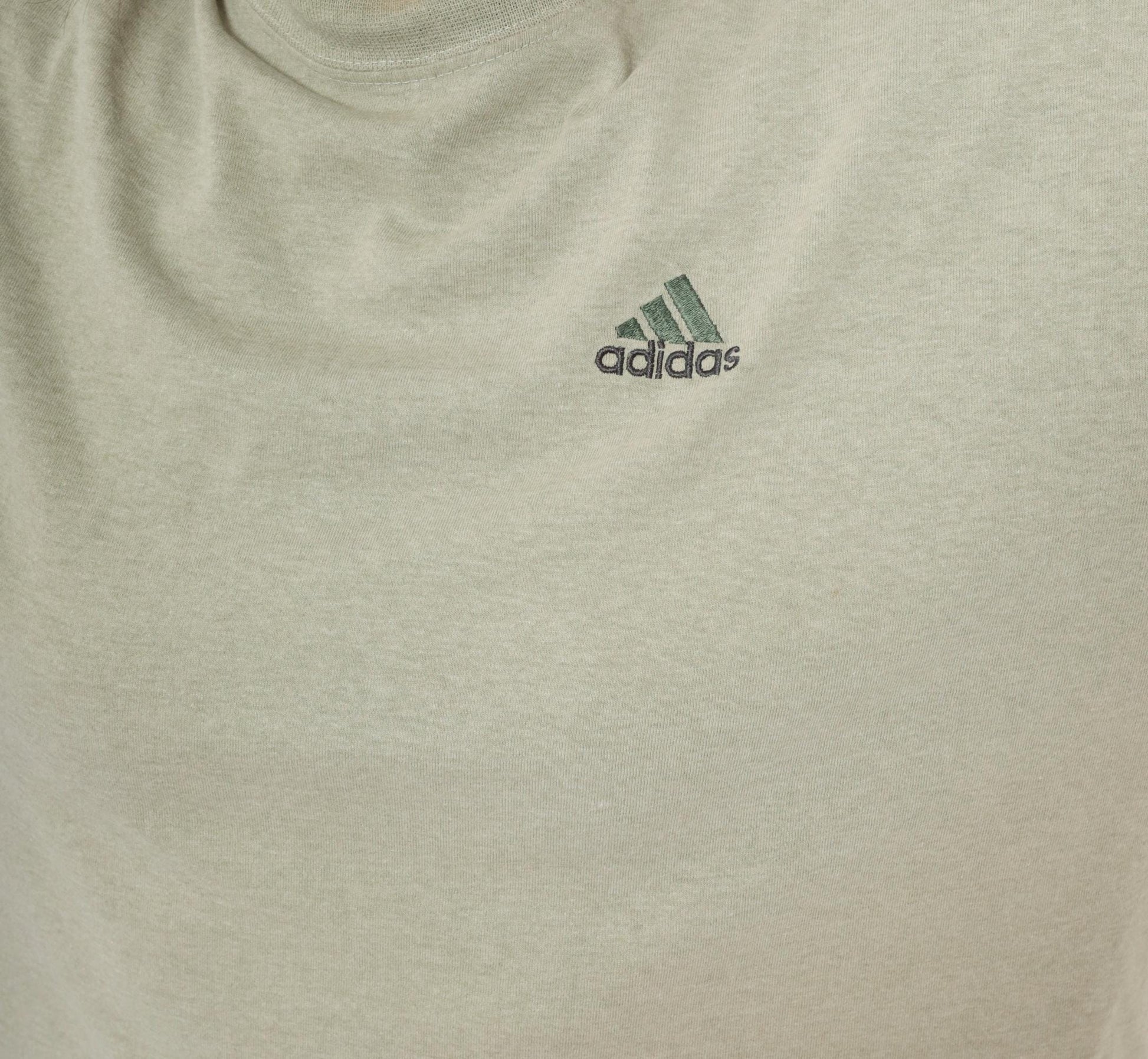 Y2K Adidas Three Stripe Tee Grey Embroidered Logo Cotton Medium