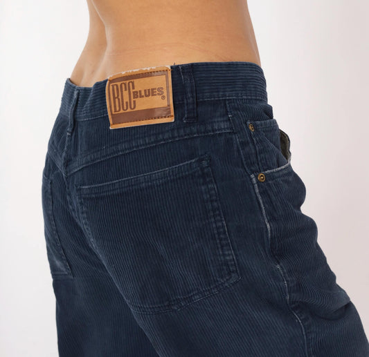 90s BCC Blues Navy Corduroy Pants Straight Leg Five Pocket 34/30