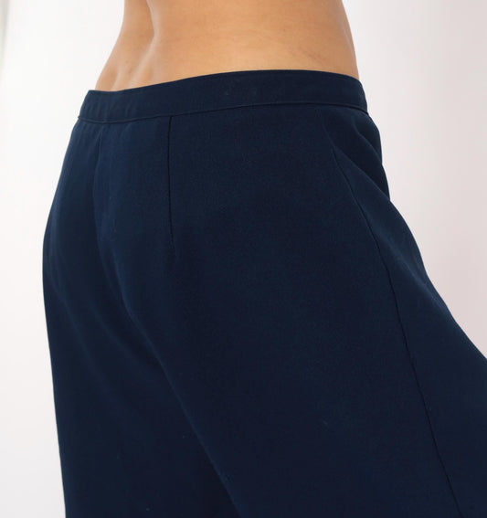 70s Bend Over Navy Pull-On Trousers Wide Leg High Rise XXL