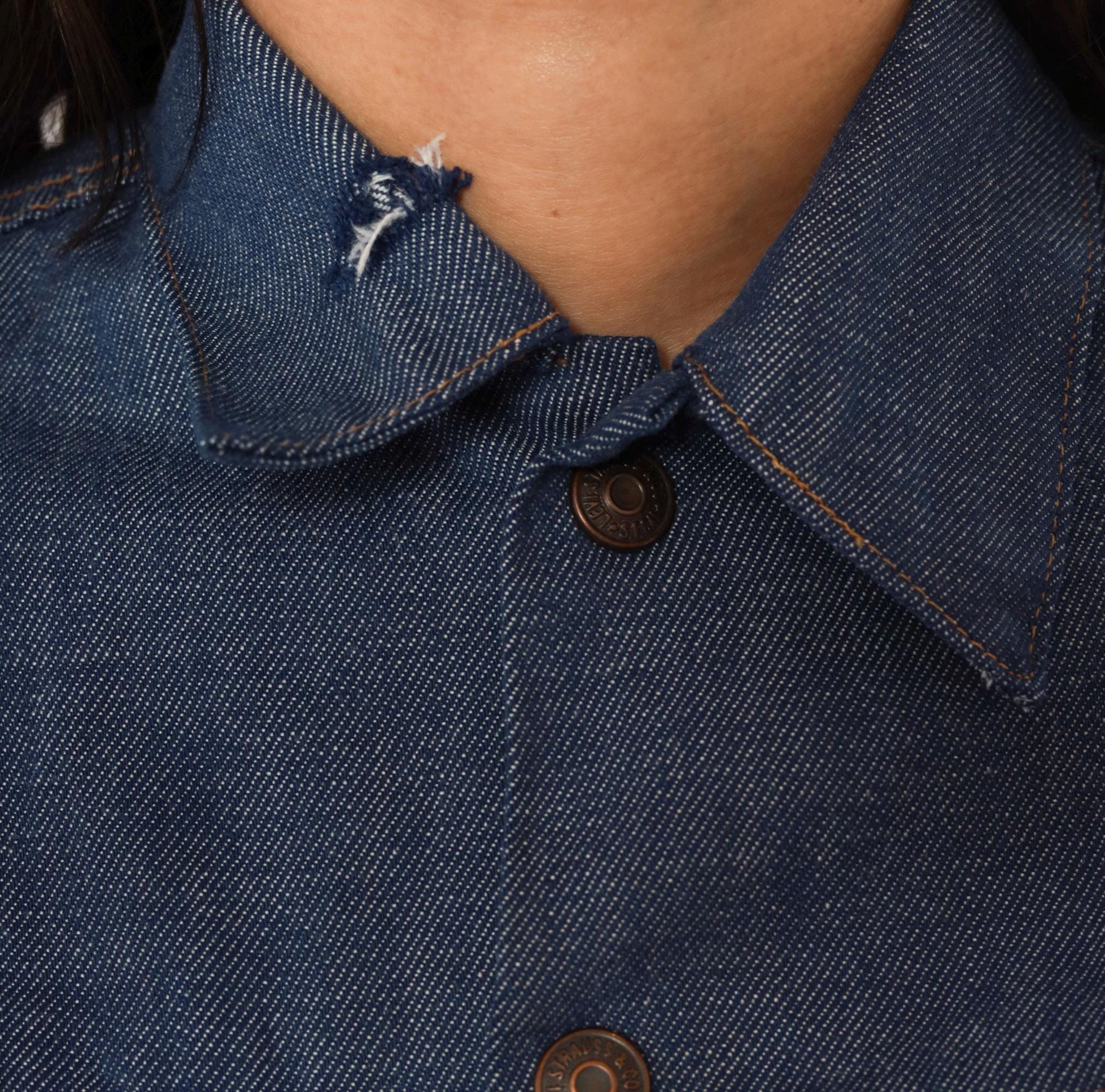 80s Levi's Denim Trucker Jacket Dark Indigo Snap Button Cropped Extra Small XS
