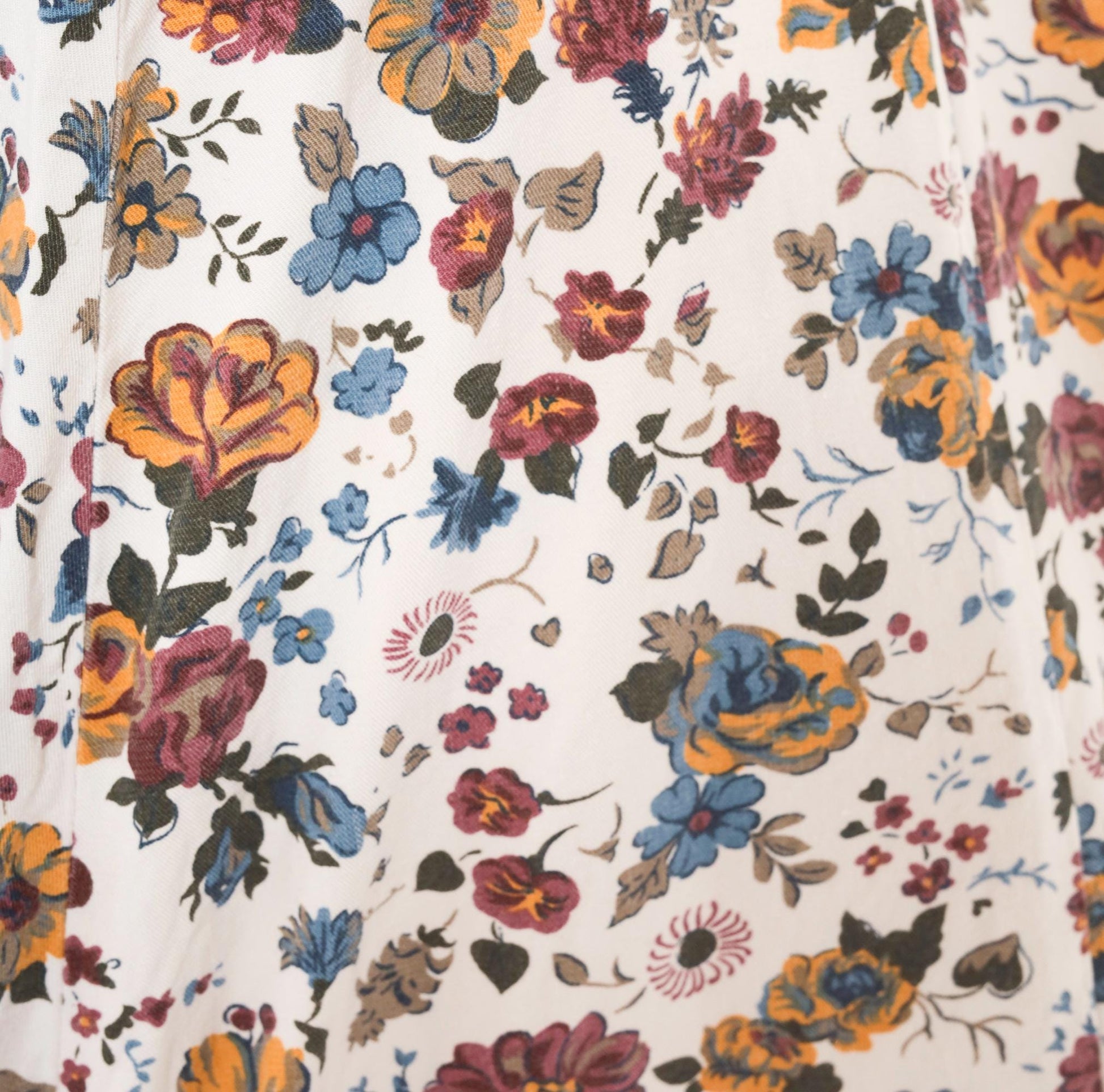 90s White Stag Floral Maxi Skirt Burgundy Mustard Garden Print Large L