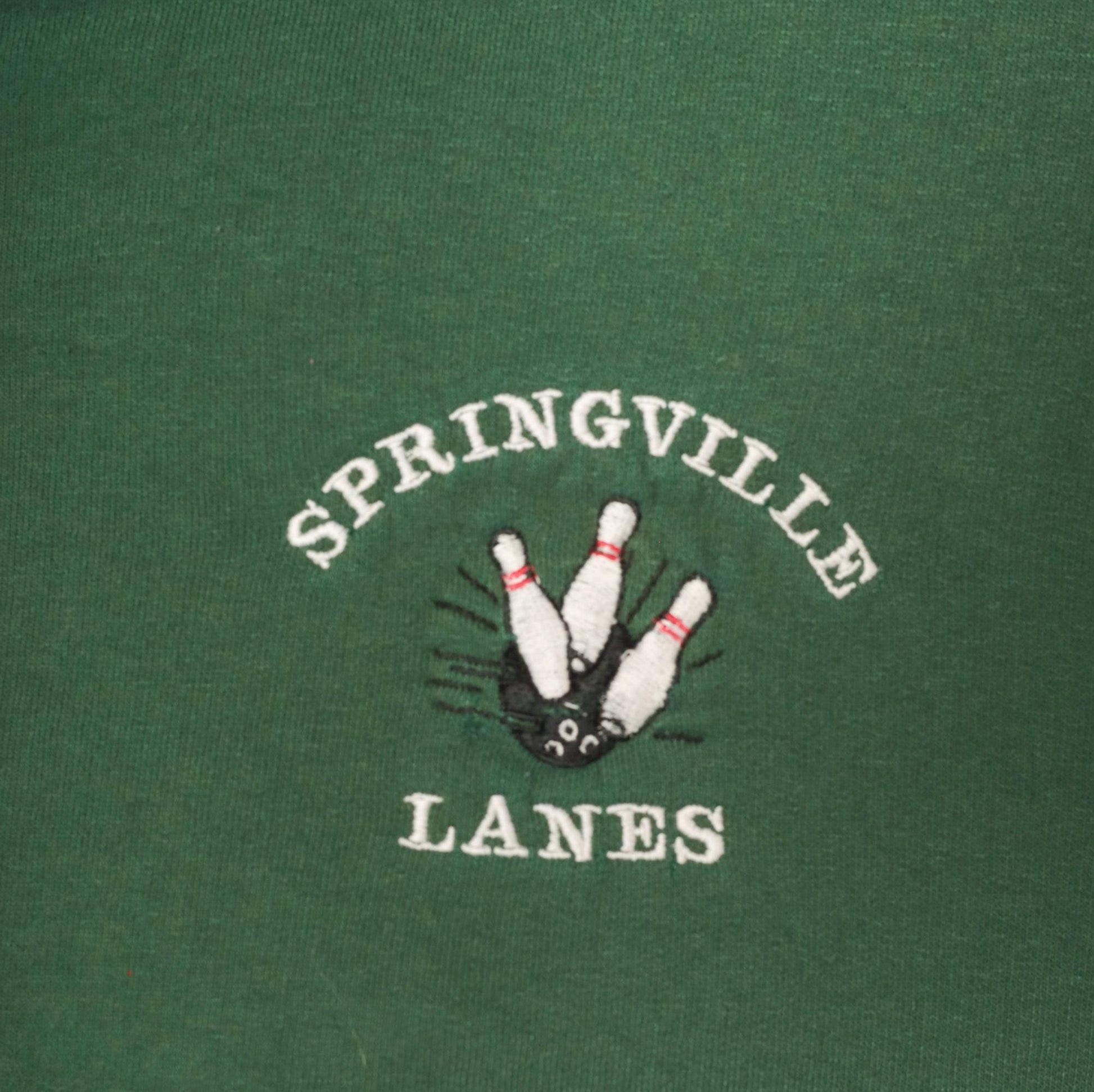 90s Springville Lanes Bowling Sweatshirt Forest Green Embroidered Hanes Plus Size XXL