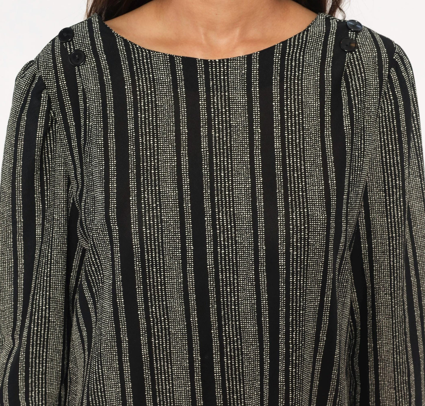 70s Zoey T Black White Striped Shift Dress Boat Neck Button Back Large