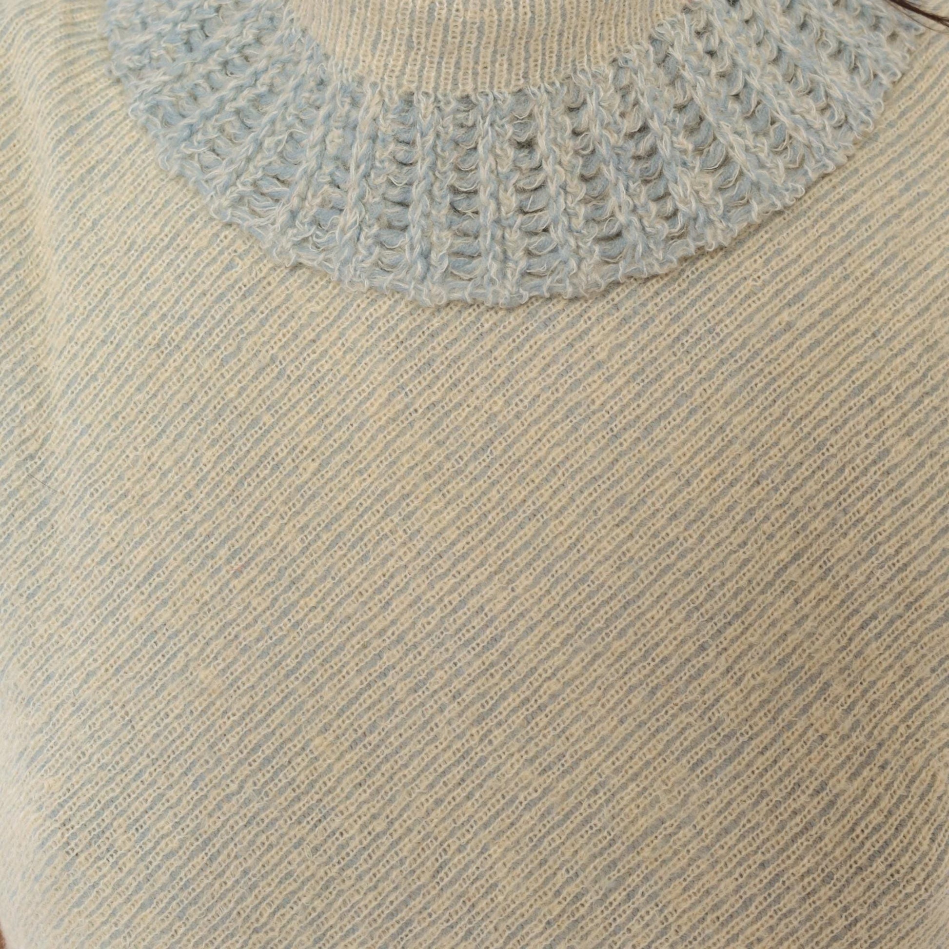 60s Gino Faves Wool Sleeveless Knit Vest Mock Neck Grey Cream Small S