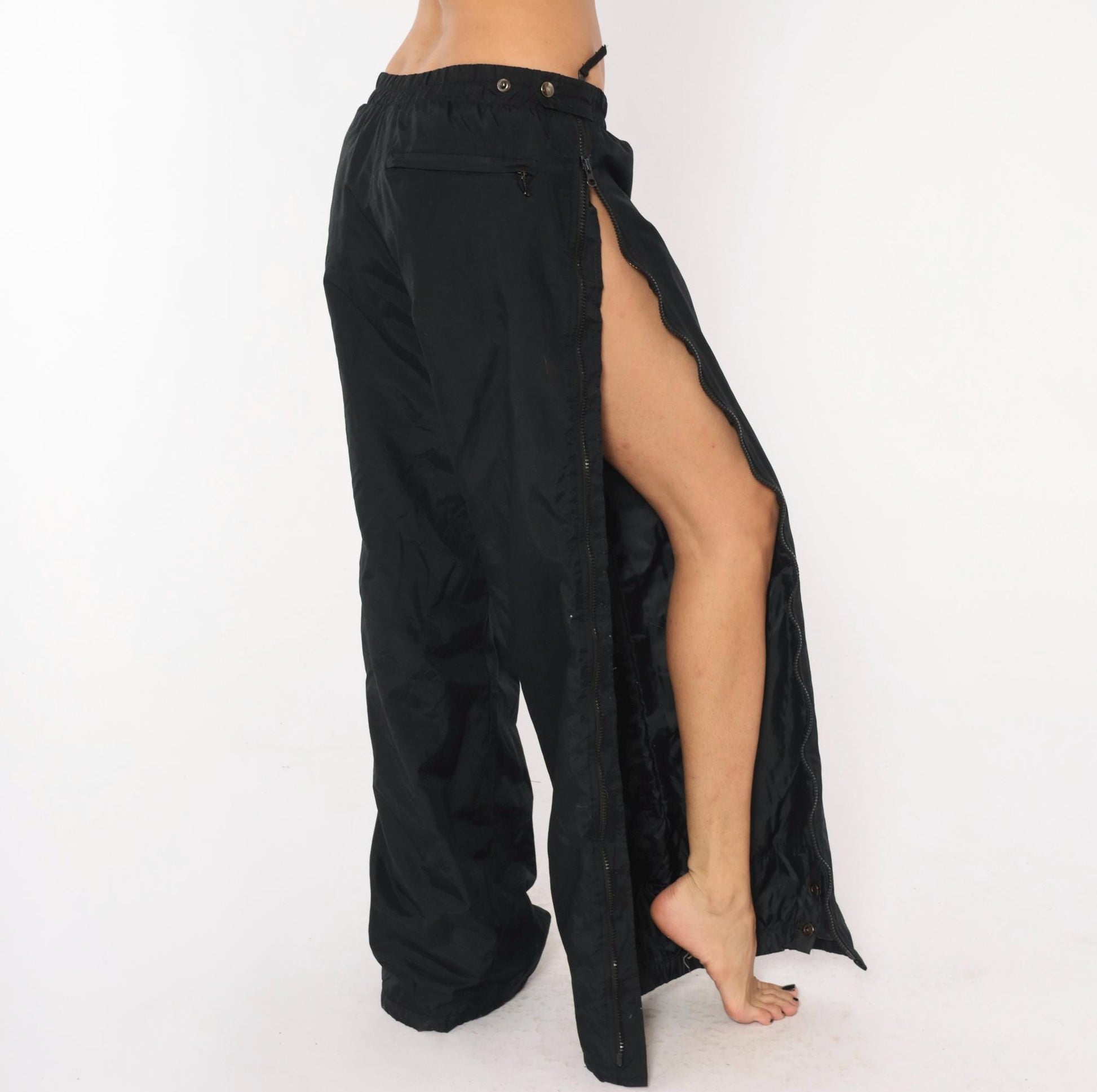 Obermeyer 2000s Black Ski Pants Full Side Zip Shell Nylon Large L