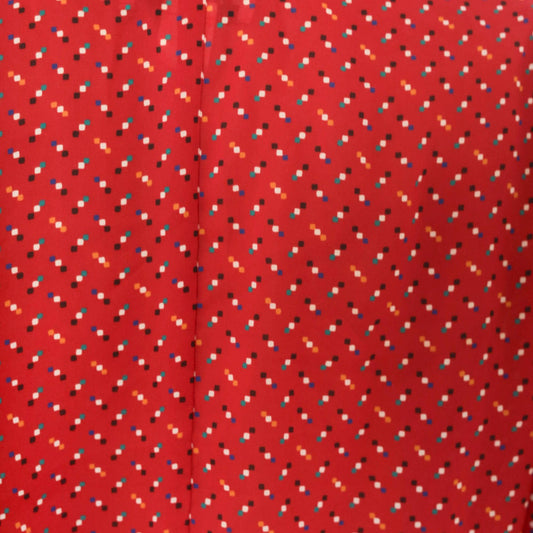 80s Virgo Il Burgundy Wrap Dress Dotted Print Knee-Length V-Neck Extra Large