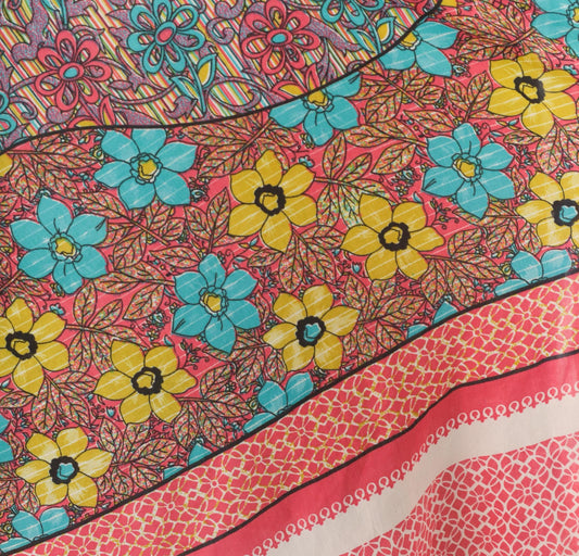Y2K Kariza Reversible Wrap Midi Skirt Floral Patchwork Blue Pink Medium Large