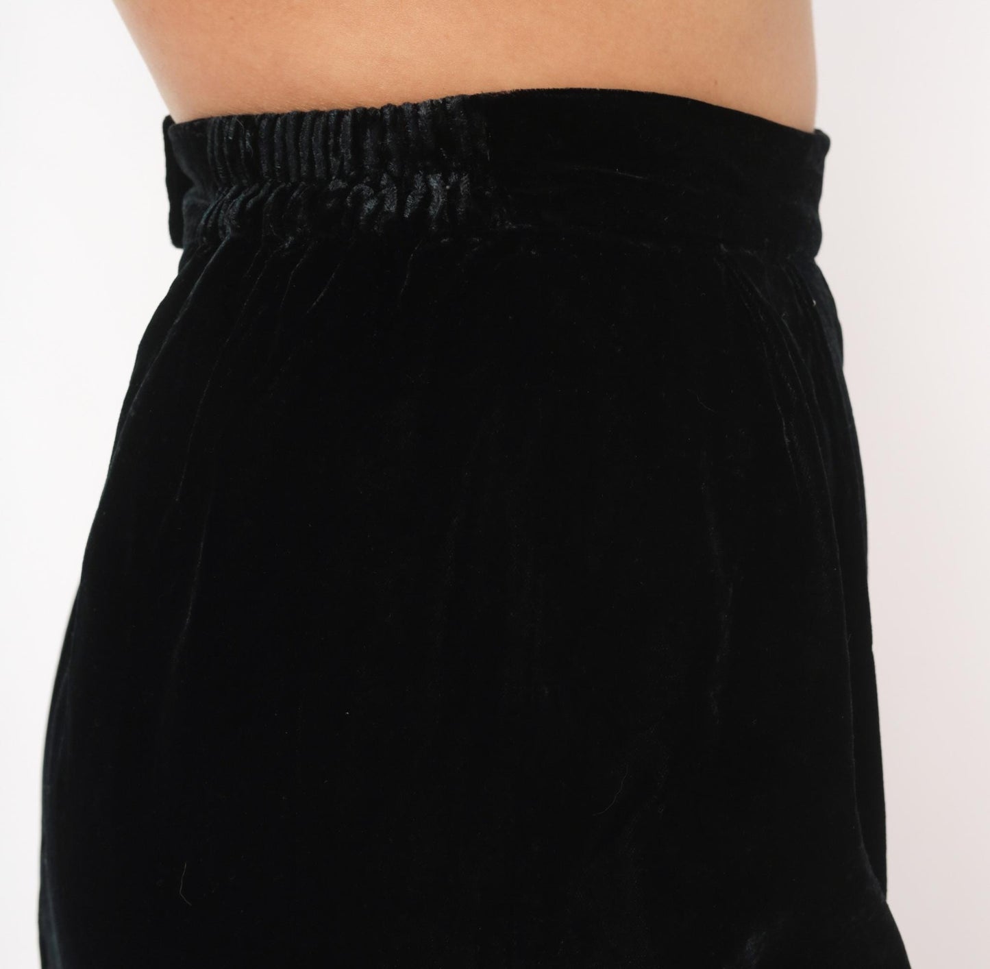 90s TanJay Black Velvet Pencil Skirt Knee-Length Small S