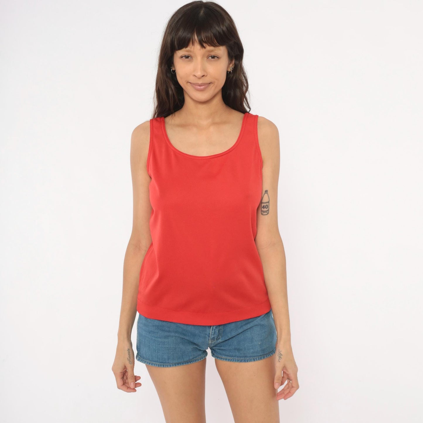 70s Loubella Extendables Red Tank Top Scoop Neck Fitted Small