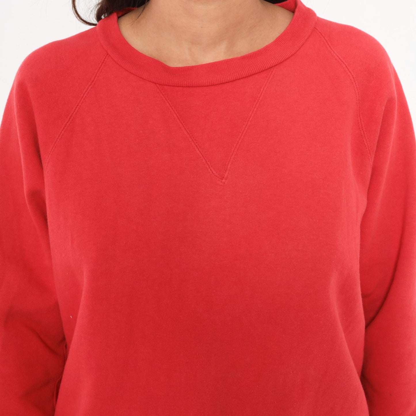 80s Firenze Red Crewneck Sweatshirt Raglan Sleeve Cotton Pullover Medium M