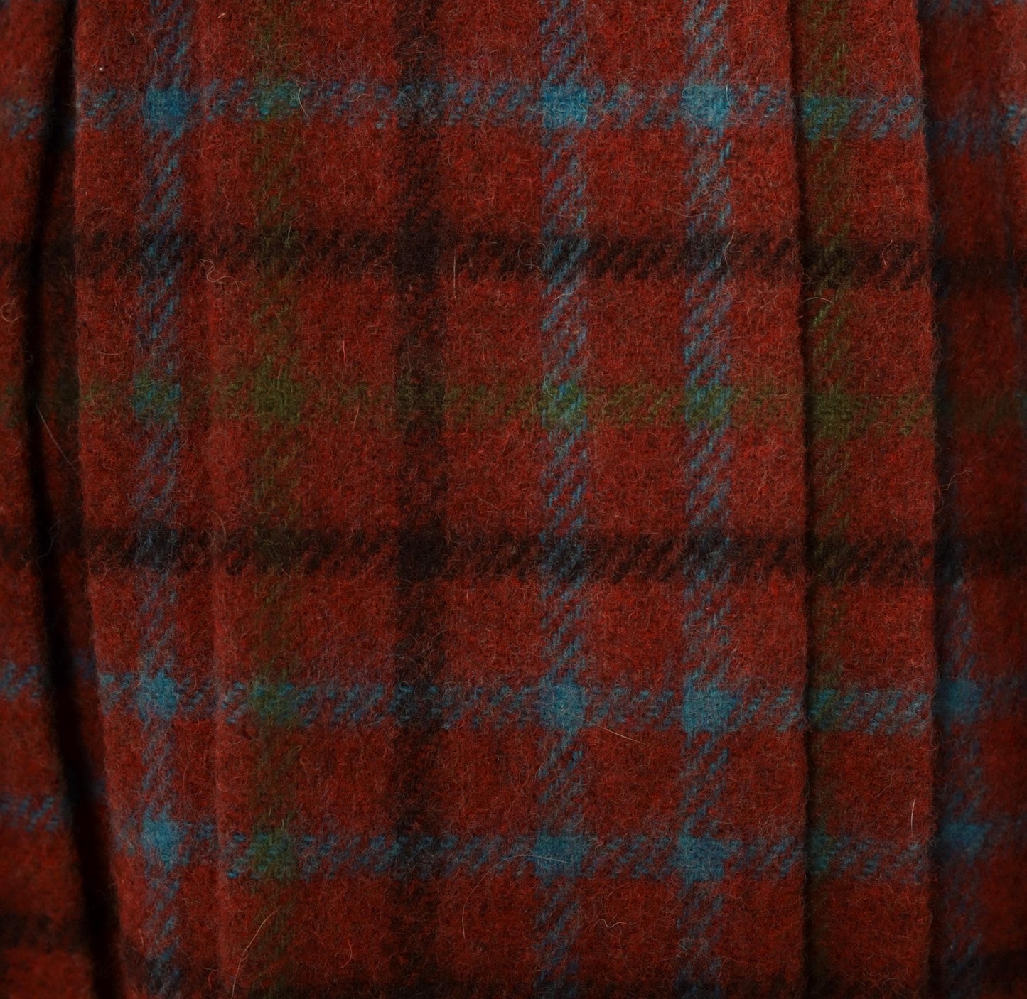 60s Mode O Day Wool Plaid Pleated Skirt Burgundy Tartan Knee-Length Extra Small XS