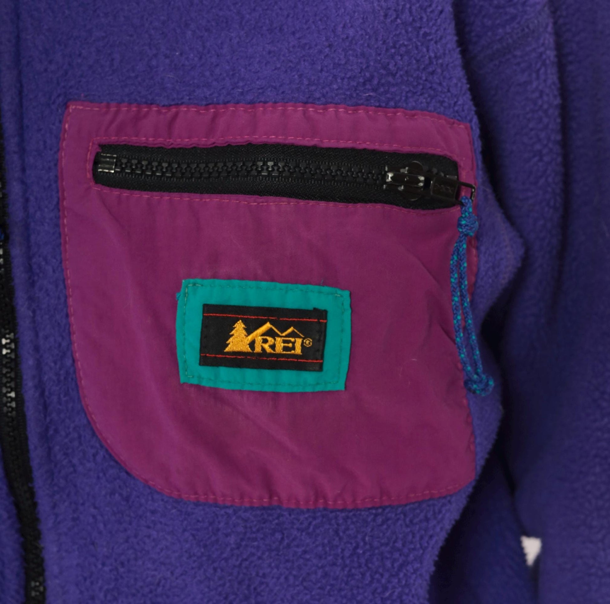 90s REI Purple Fleece Jacket Full Zip Colorblock Medium M