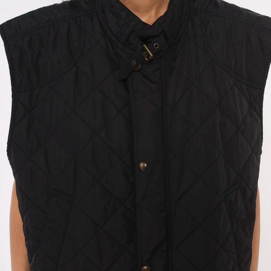 Polo Ralph Lauren Black Quilted Vest Diamond Stitch Snap Front Extra Large XL