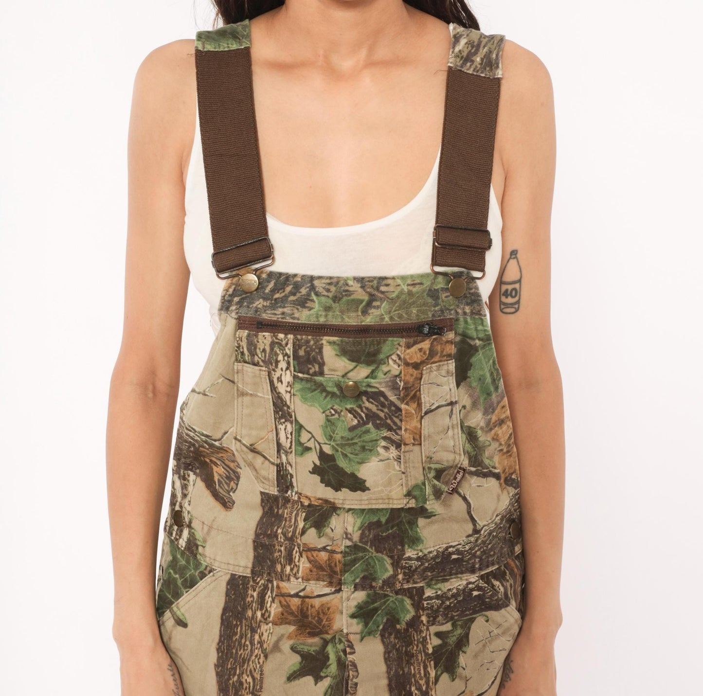 90s Realtree Camo Bib Overalls Walls Woodland Tree Leaf Cotton 34x32