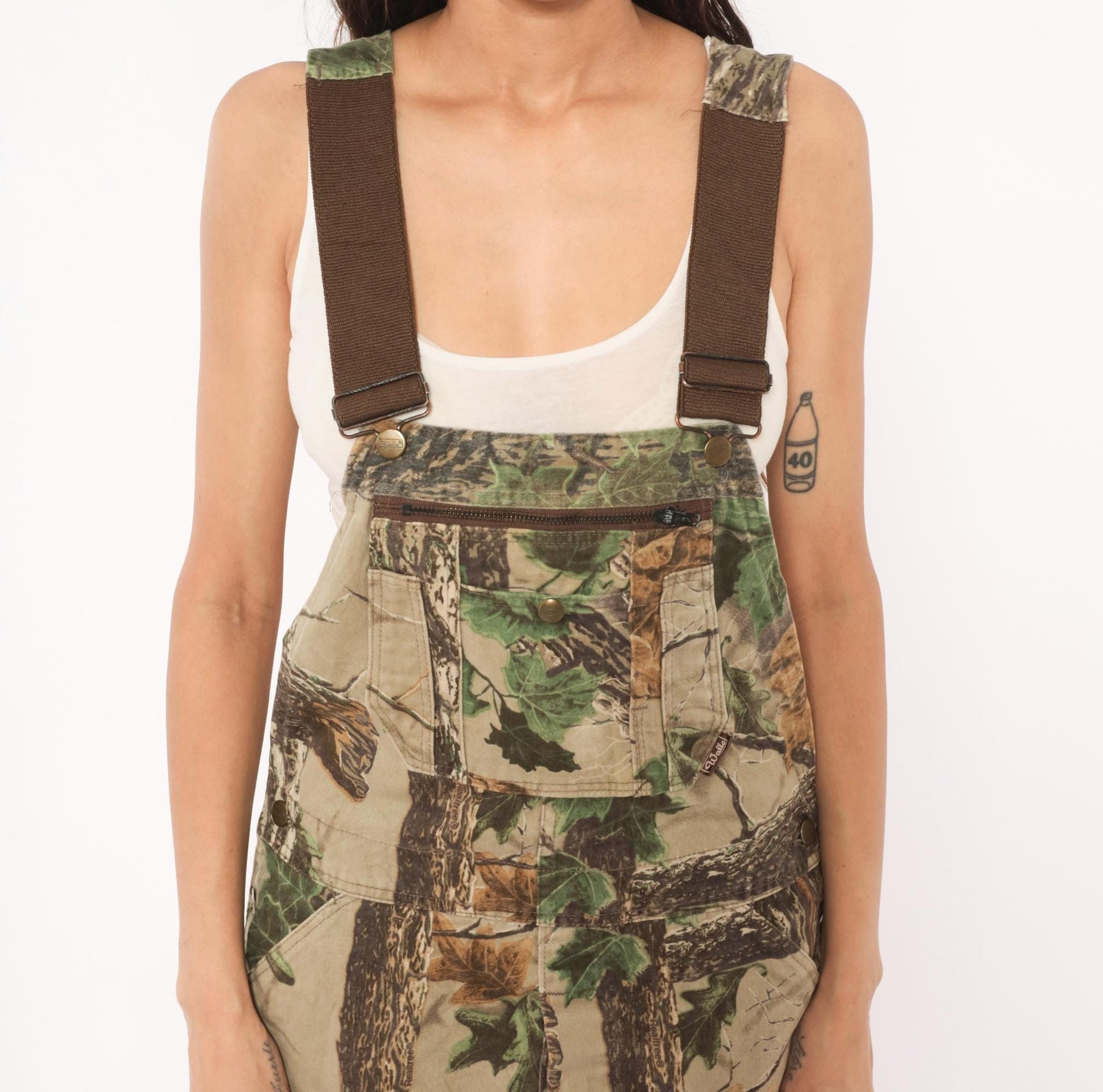 90s Realtree Camo Bib Overalls Walls Woodland Tree Leaf Cotton 34x32