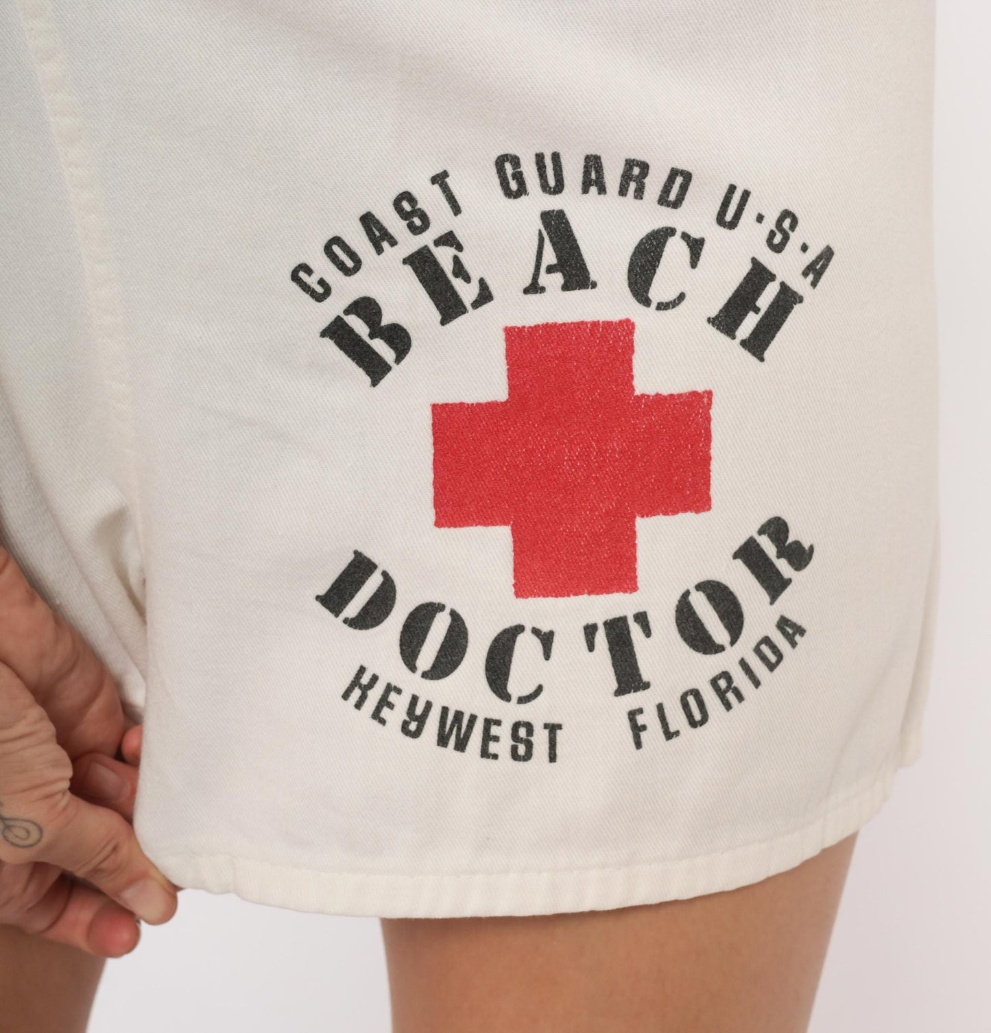 80s Beach Doctor Coast Guard Key West Cotton Shorts White Medium M