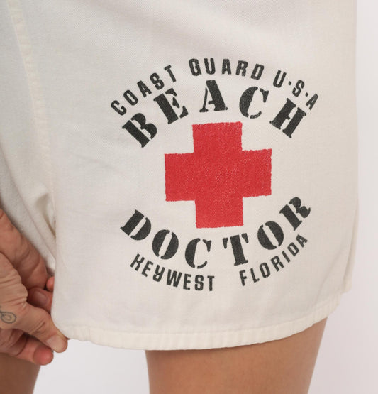 80s Beach Doctor Coast Guard Key West Cotton Shorts White Medium M