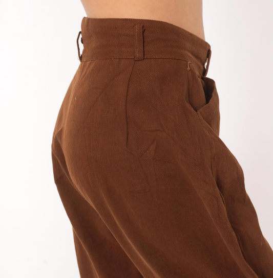 80s Brown Jodhpur Riding Pants High Waist Suede Knee Patch Medium M