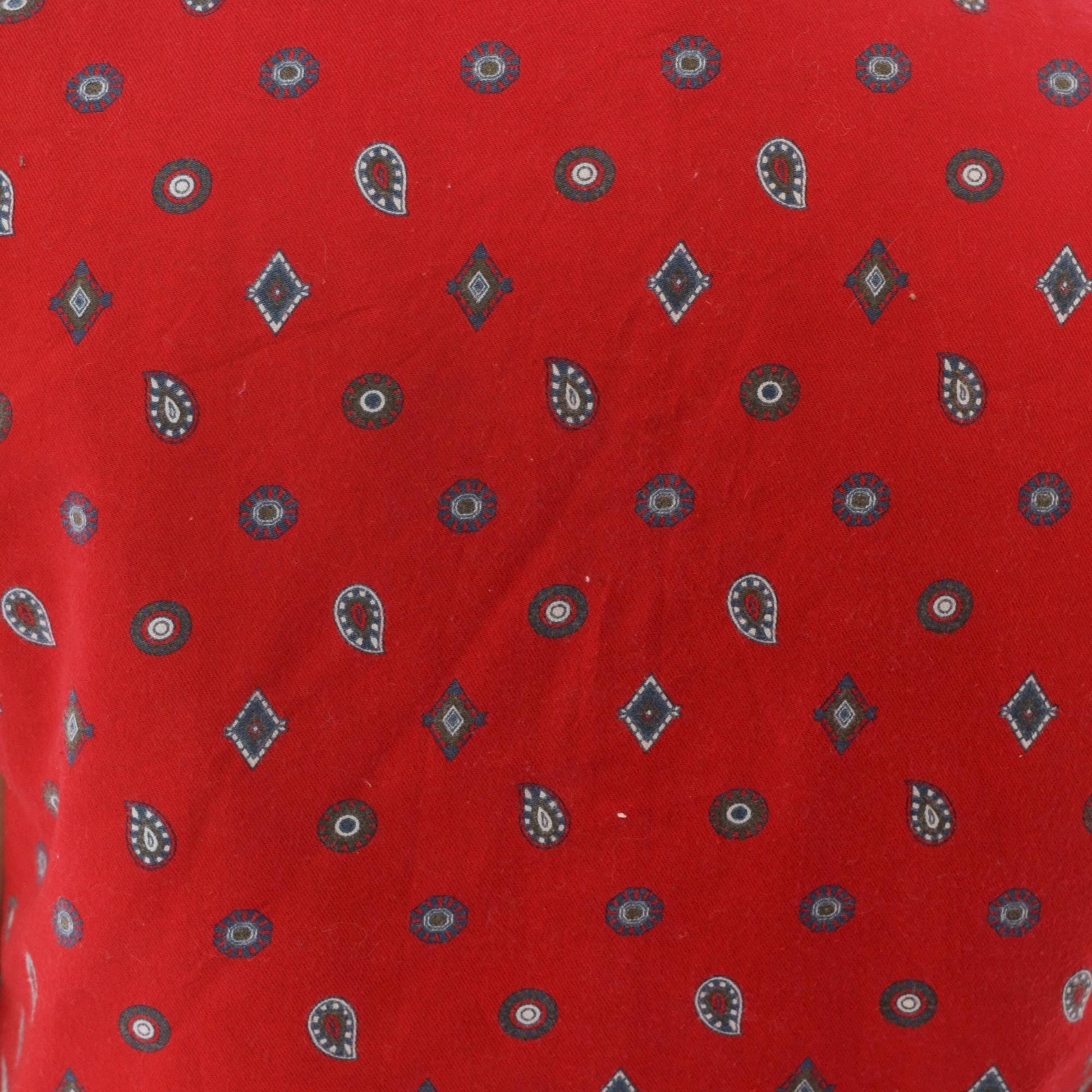 80s Van Heusen Reversible Denim Vest Navy Blue Red Paisley Cotton Small