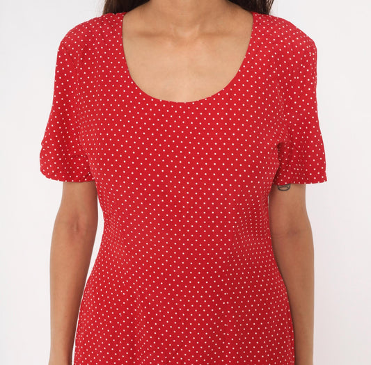 90s My Michelle Red White Polka Dot Mini Dress Short Sleeve Medium M