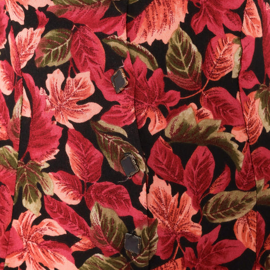 90s Ivy Impressions Leaf Print Romper Wide Leg Burgundy Black Small S