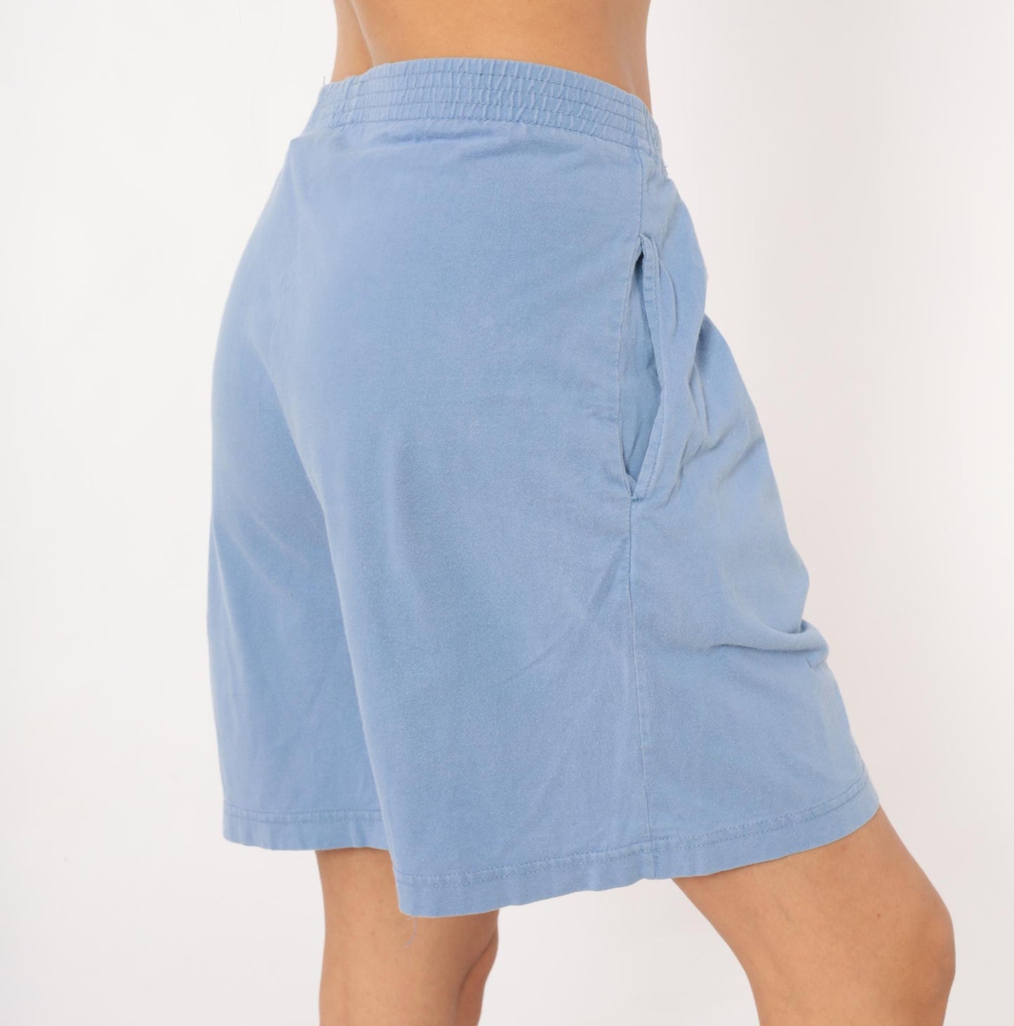 80s Lauren Brooke Pleated Bermuda Shorts Sky Blue Cotton Medium M