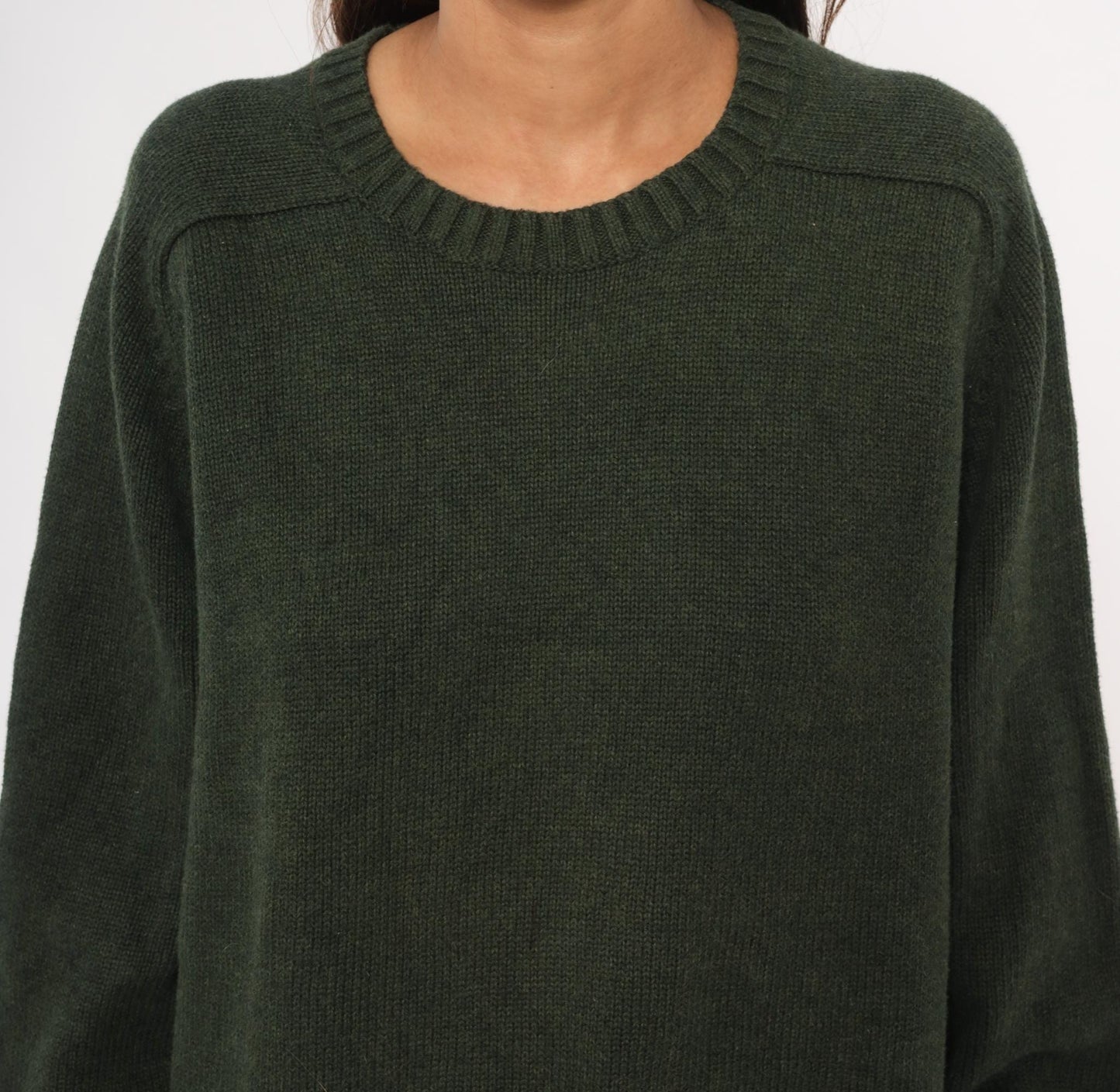 90s Lands End Dark Olive Cotton Knit Crewneck Pullover Extra Large XL