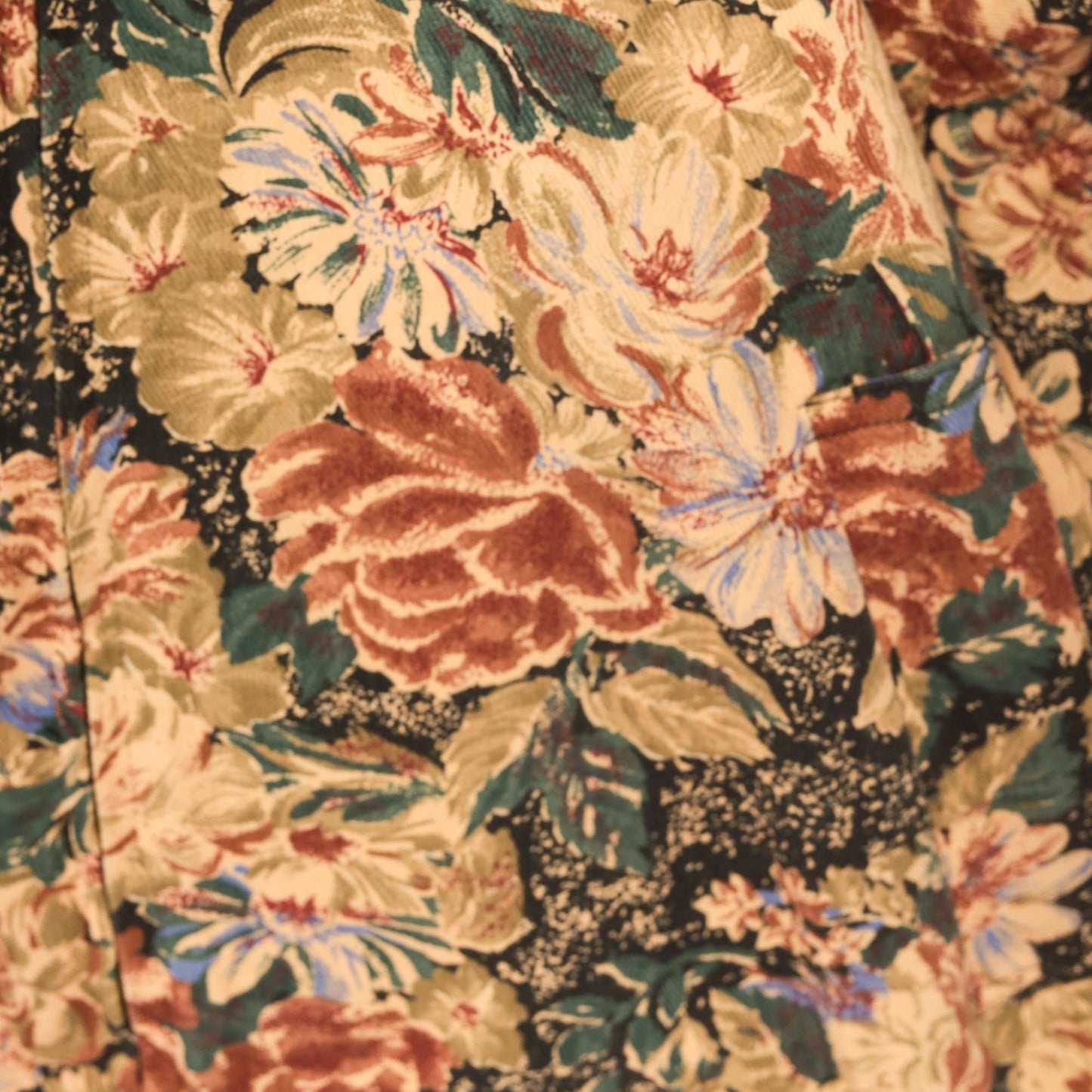 90s On The Verge Floral Tapestry Bomber Jacket Cotton Botanical Tan Burgundy Medium
