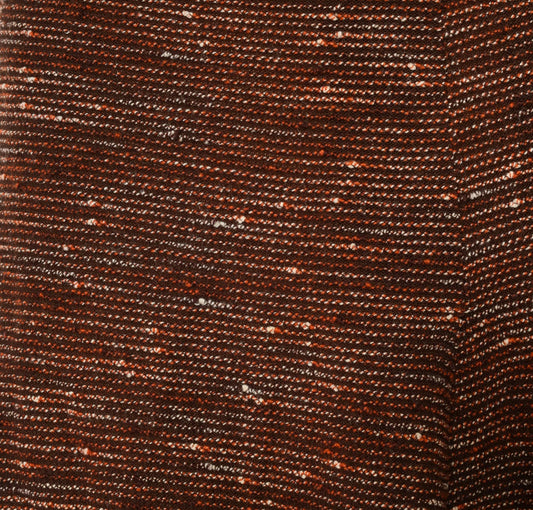 70s Brown Tweed Knit A-Line Midi Skirt Speckled Earth Tone Small