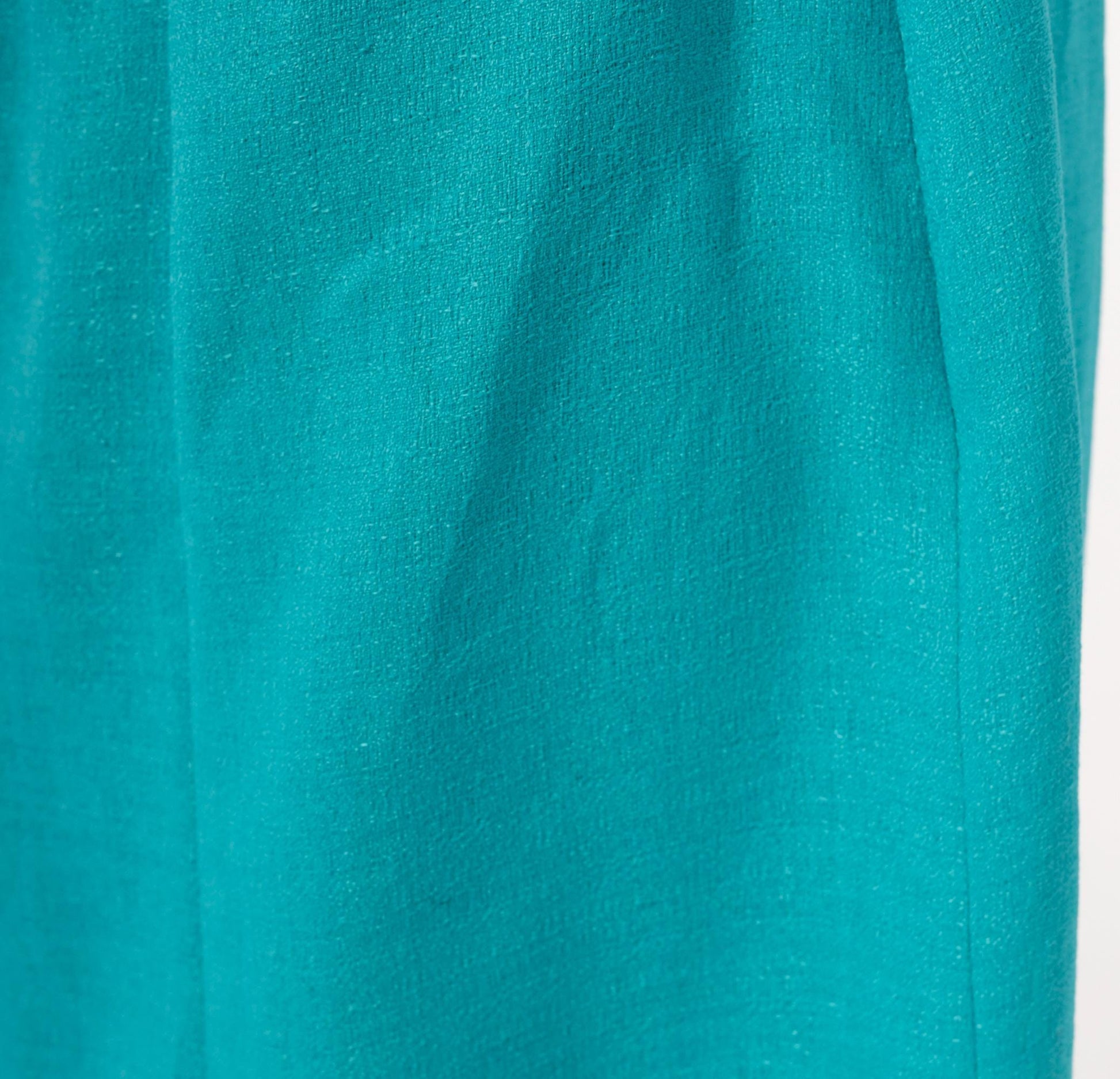 80s Teal Box Pleat Midi Skirt Turquoise A-Line Waistband Zip Large L