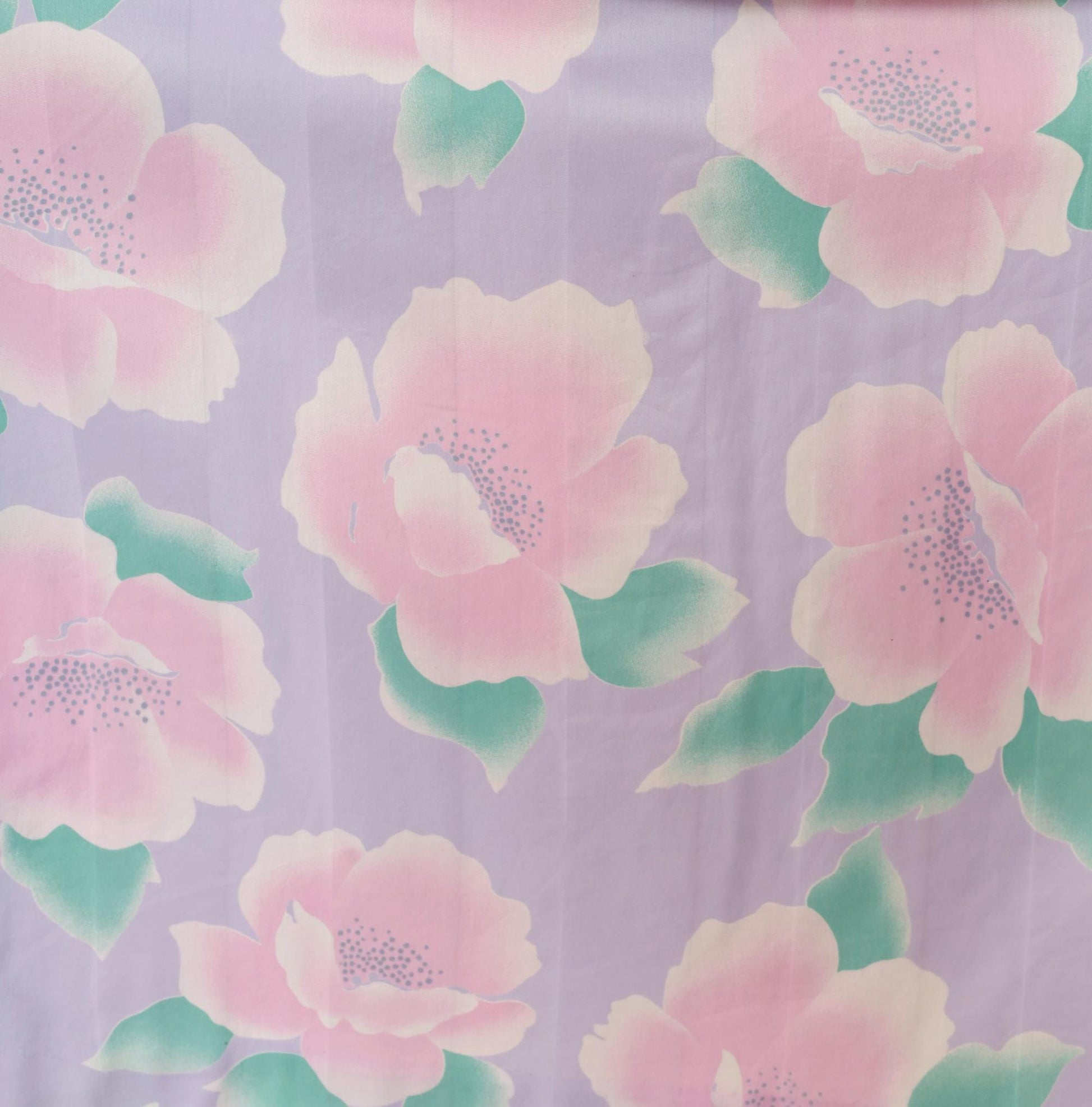 80s Prophecy Floral Midi Skirt Lavender Pink Rose Print Cotton Medium M