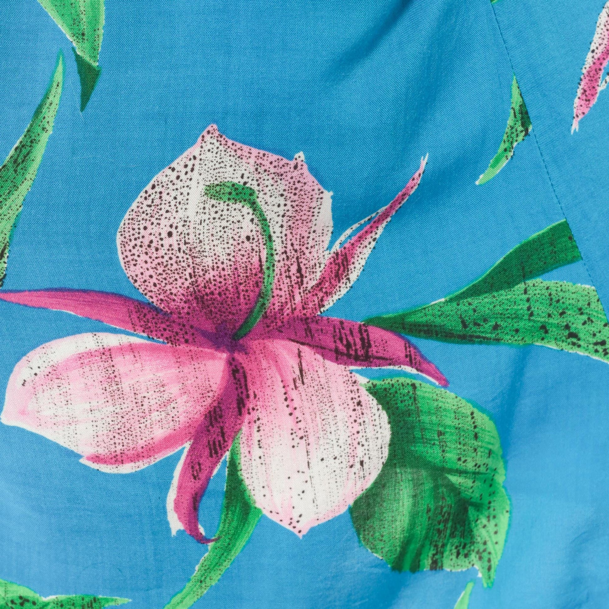 90s Profiles Tropical Floral Shorts Teal Orchid High Waist Wide Leg Small
