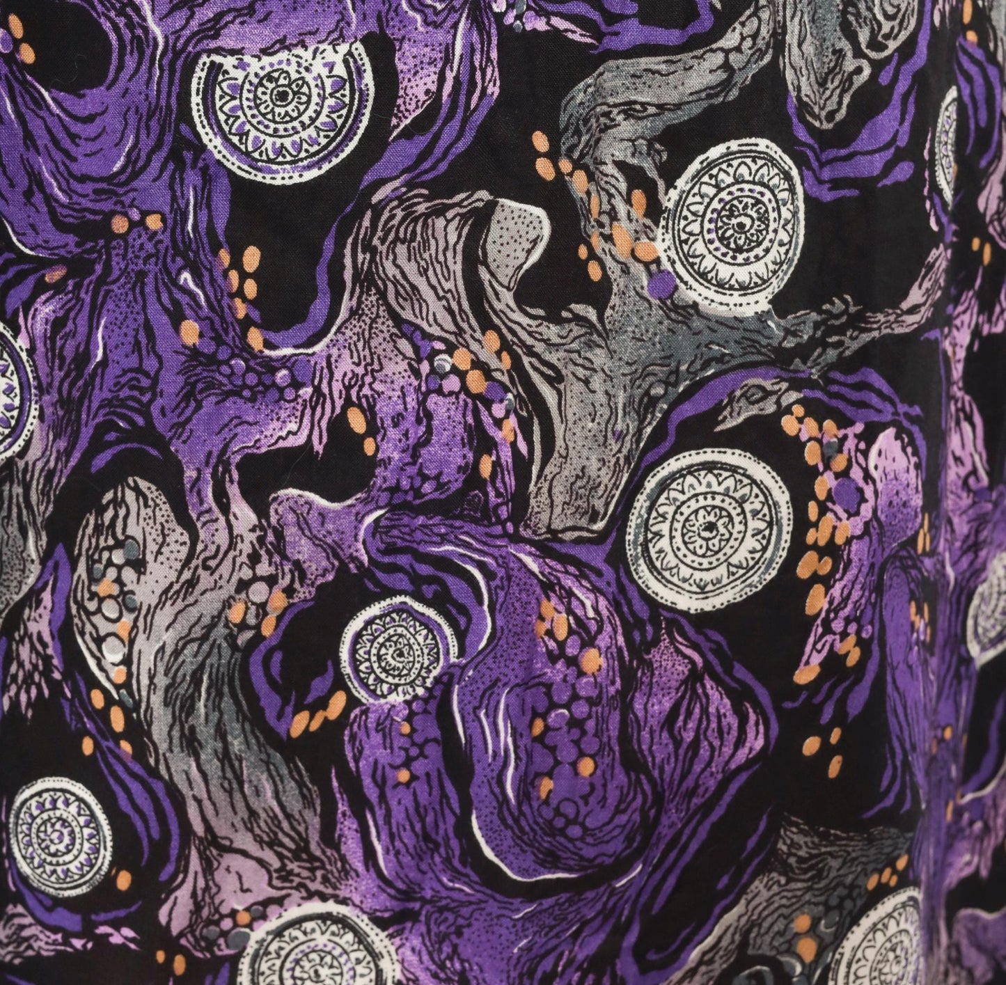 90s A Fine Line Abstract Swirl Mini Skirt Purple Button Front Small