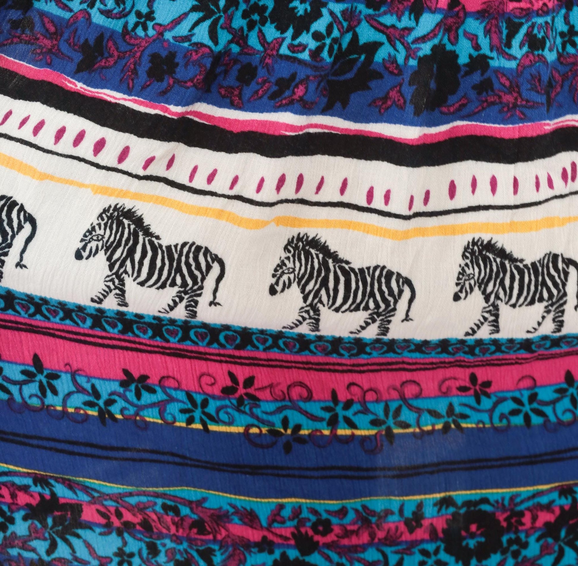 90s Sharon Anthony Zebra Print Midi Skirt Plus Size XXL Teal Magenta