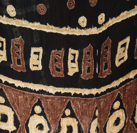 90s Bila Maxi Skirt Black Brown Batik Tribal Geometric Print Extra Large