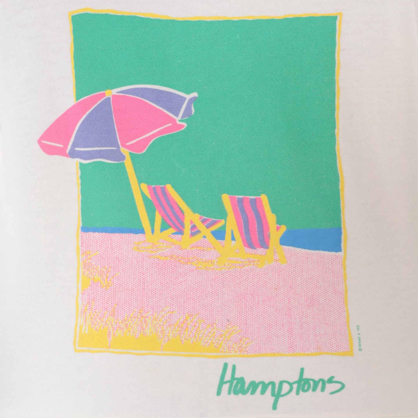 90s Anvil Hamptons Beach Sweatshirt White Pastel Graphic Cropped Medium M
