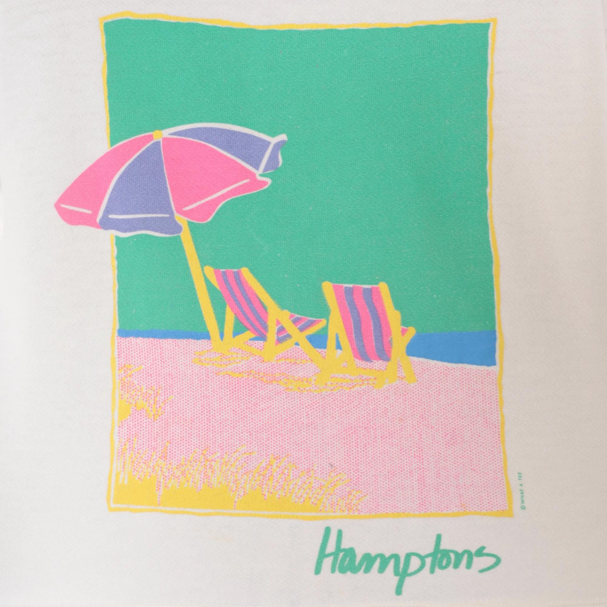 90s Anvil Hamptons Beach Sweatshirt White Pastel Graphic Cropped Medium M