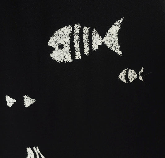 90s Connie Choi Fish Print Maxi Dress Black White Sea Life Large L