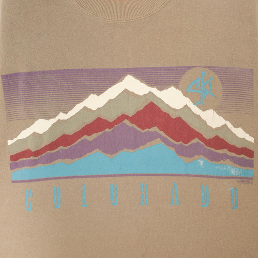 90s Jerzees Colorado Mountain Graphic Sweatshirt Tan Large L