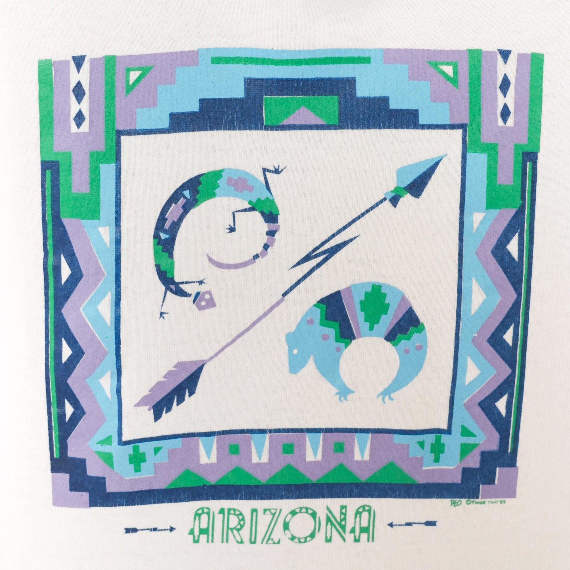 90s Fruit Of The Loom Arizona Southwestern Graphic Sweatshirt White Medium