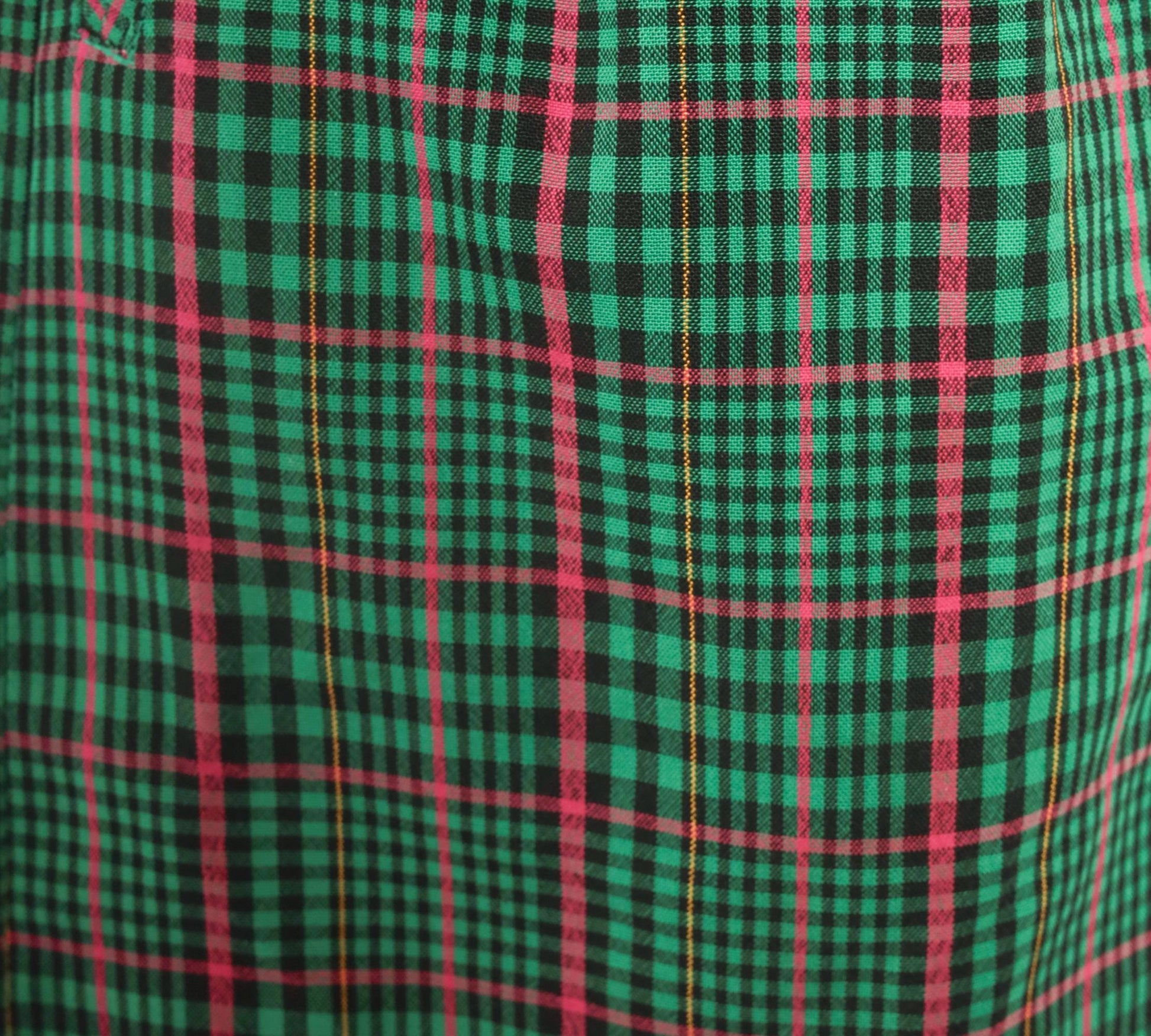 90s Green Plaid Bermuda Shorts High Rise Pleated Tartan Pink Preppy Medium