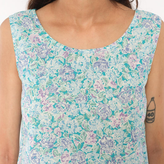 90s Laura Ashley Floral Cotton Sundress Drop Waist Knee-Length Small