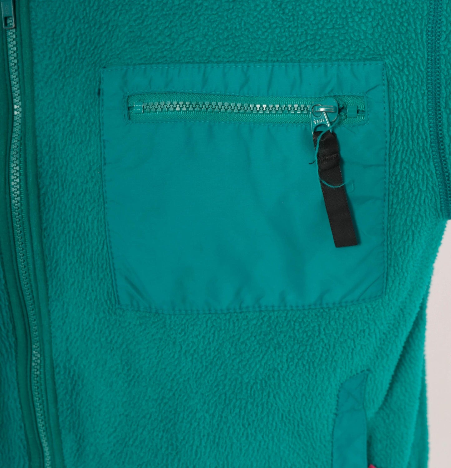 90s Patagonia Teal Fleece Full Zip Jacket Pink Trim Large L